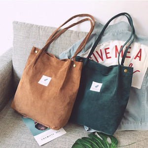 Women Corduroy Shoulder Shopping Bags