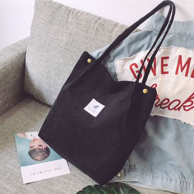 Women Corduroy Shoulder Shopping Bags