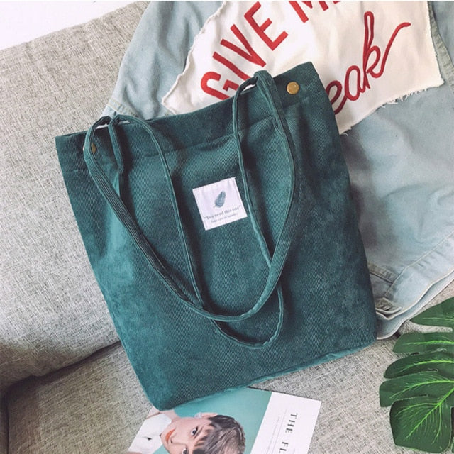 Women Corduroy Shoulder Shopping Bags